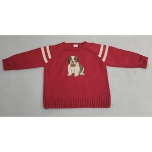 2007 Gymboree Boys Toddler Sweater 2T Red Saint Bernard Dog 100% Cotton‎
